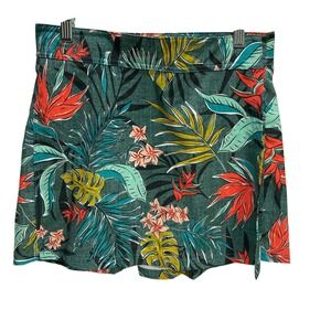 Rip Skirt Women's Small Tropical Floral Print Wrap Mini Skirt Green